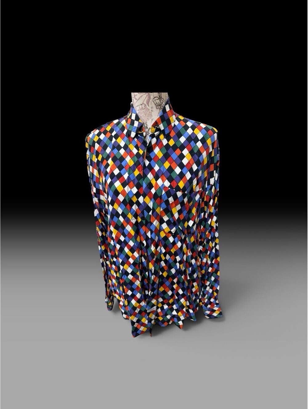 90s Marithe Francois Girbaud Multicolor Long Sleeve Shirt S Vintage USA Made